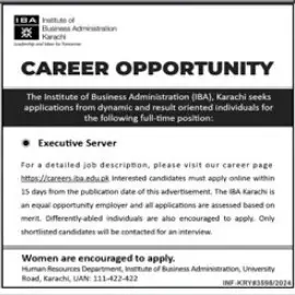 IBA Karachi Executive Server Job