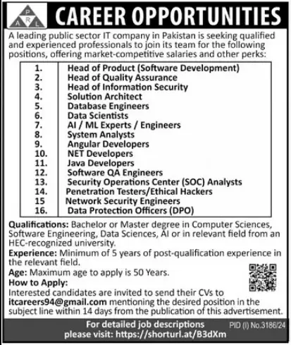 Pakistan Revenue Automation PRAL IT Jobs